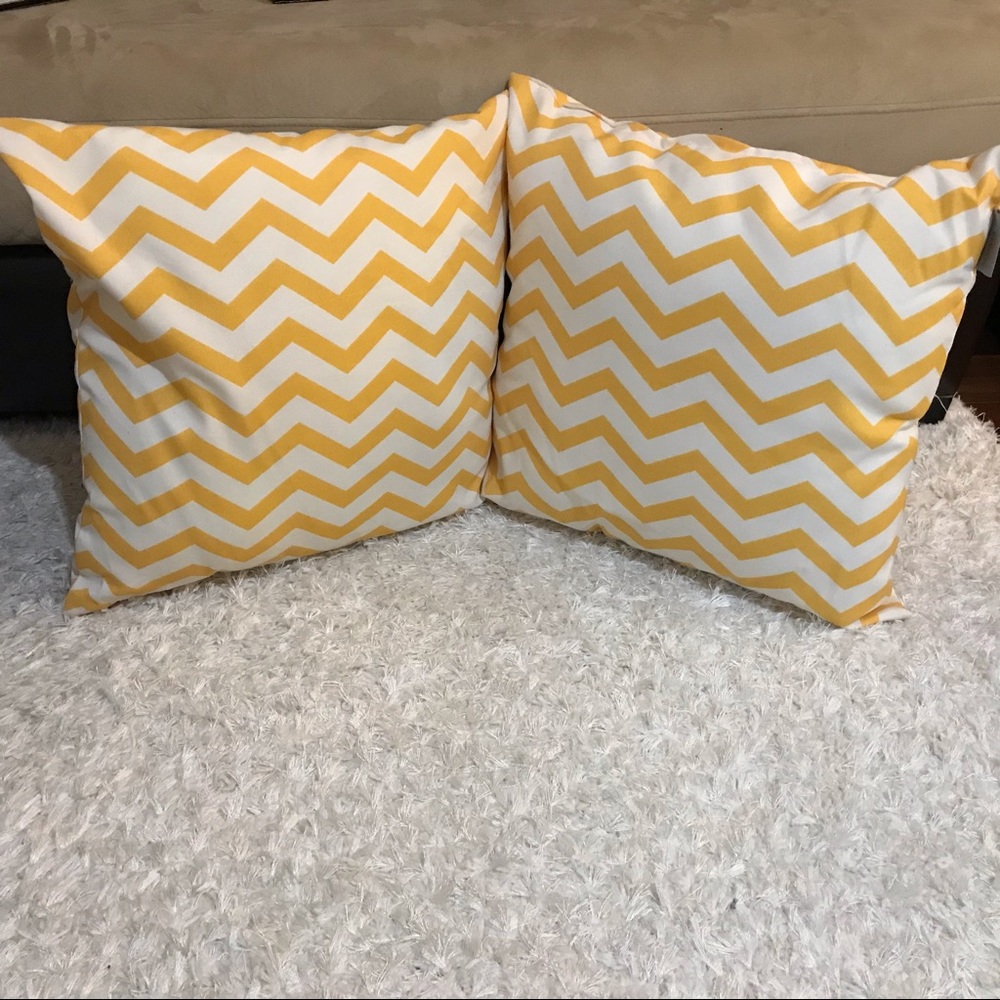 Yellow Chevron Outdoor Throw Pillows